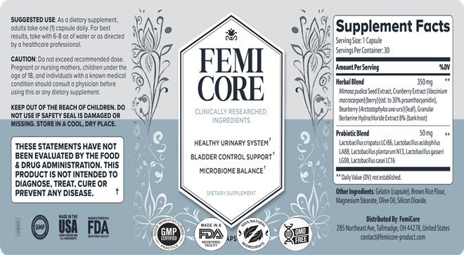 Femicore Ingredients