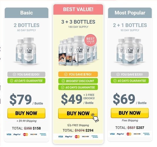 FemiCore price and package options